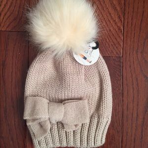 Toddler Knit Winter Hat with Bow & Ball